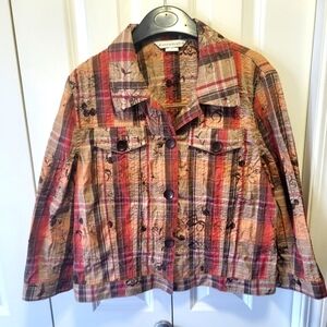 BIANCA NYGARD Size 12 Red/Brown/Tan Plaid Button-up Top
